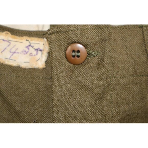 Vintage 40s WW2 US Army Wool Field Trousers Pants Mens 34x30 Military OD Green - Picture 3 of 8